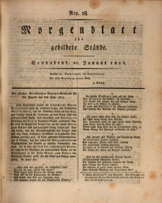 Morgenblatt für gebildete Stände Samstag 20. Januar 1816
