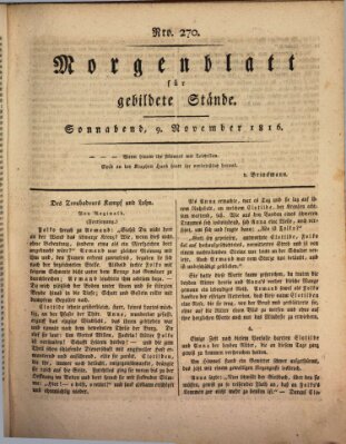 Morgenblatt für gebildete Stände Samstag 9. November 1816