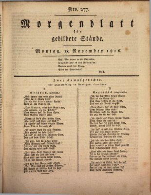 Morgenblatt für gebildete Stände Montag 18. November 1816