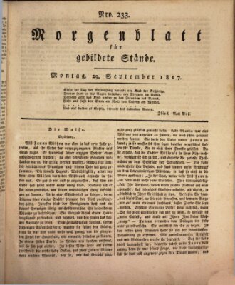 Morgenblatt für gebildete Stände Montag 29. September 1817