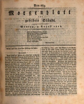 Morgenblatt für gebildete Stände Montag 3. August 1818