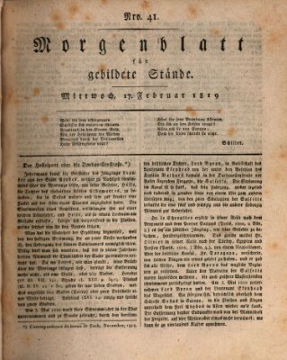 Morgenblatt für gebildete Stände Mittwoch 17. Februar 1819