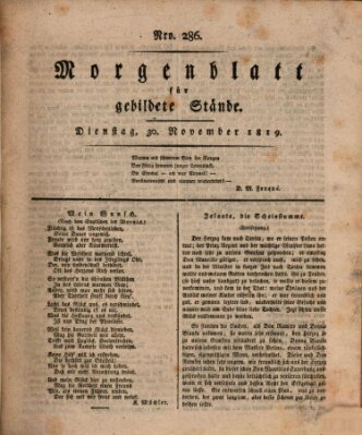 Morgenblatt für gebildete Stände Dienstag 30. November 1819