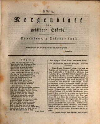 Morgenblatt für gebildete Stände Samstag 3. Februar 1821