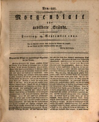 Morgenblatt für gebildete Stände Freitag 14. September 1821