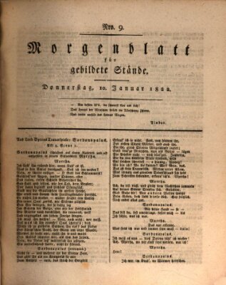 Morgenblatt für gebildete Stände Donnerstag 10. Januar 1822
