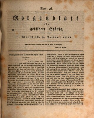 Morgenblatt für gebildete Stände Mittwoch 30. Januar 1822