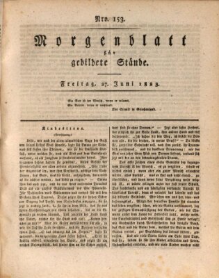 Morgenblatt für gebildete Stände Freitag 27. Juni 1823