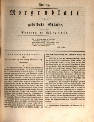 Morgenblatt für gebildete Stände Freitag 10. März 1826