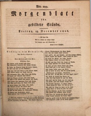 Morgenblatt für gebildete Stände Freitag 15. Dezember 1826