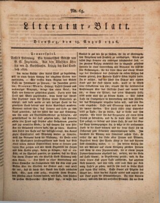 Morgenblatt für gebildete Stände Dienstag 15. August 1826