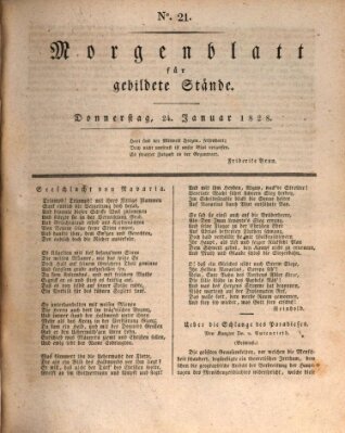 Morgenblatt für gebildete Stände Donnerstag 24. Januar 1828
