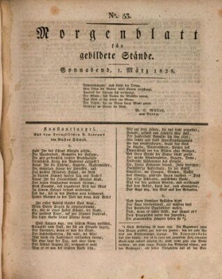 Morgenblatt für gebildete Stände Samstag 1. März 1828