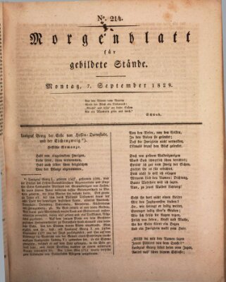 Morgenblatt für gebildete Stände Montag 7. September 1829