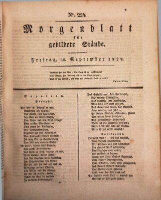 Morgenblatt für gebildete Stände Freitag 18. September 1829