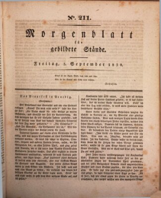 Morgenblatt für gebildete Stände Freitag 3. September 1830