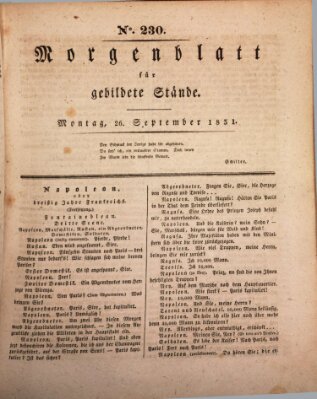 Morgenblatt für gebildete Stände Montag 26. September 1831