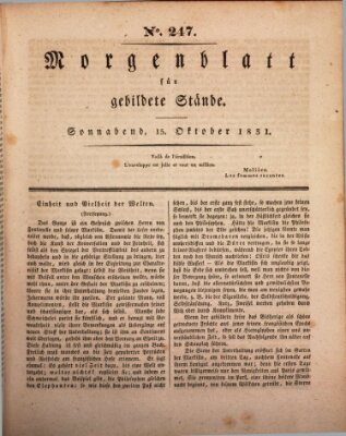 Morgenblatt für gebildete Stände Samstag 15. Oktober 1831