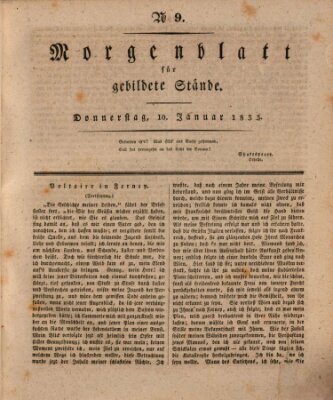 Morgenblatt für gebildete Stände Donnerstag 10. Januar 1833