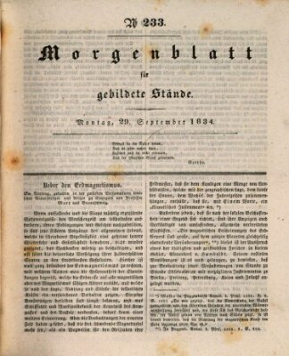 Morgenblatt für gebildete Stände Montag 29. September 1834