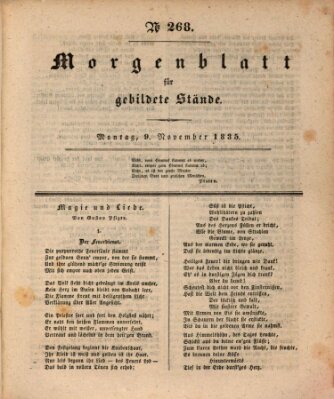 Morgenblatt für gebildete Stände Montag 9. November 1835