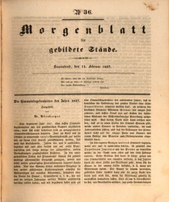 Morgenblatt für gebildete Stände Samstag 11. Februar 1837