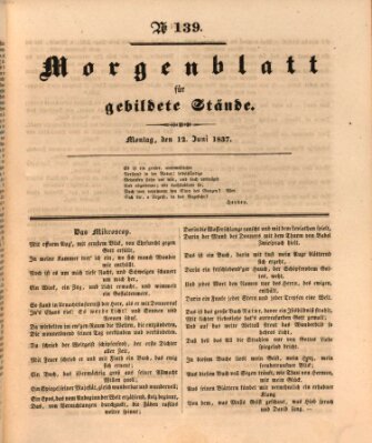 Morgenblatt für gebildete Stände Montag 12. Juni 1837