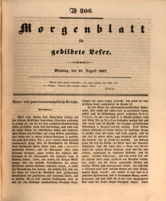 Morgenblatt für gebildete Leser (Morgenblatt für gebildete Stände) Dienstag 29. August 1837