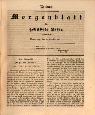 Morgenblatt für gebildete Leser (Morgenblatt für gebildete Stände) Donnerstag 5. Oktober 1837