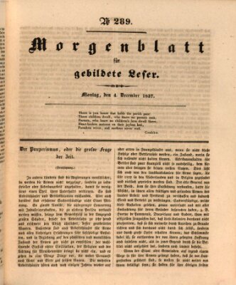 Morgenblatt für gebildete Leser (Morgenblatt für gebildete Stände) Montag 4. Dezember 1837