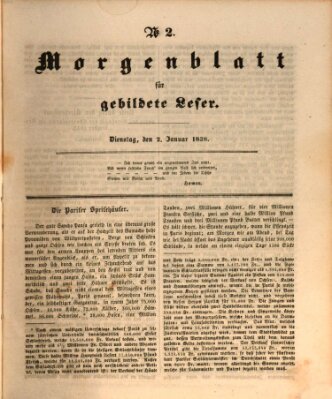 Morgenblatt für gebildete Leser (Morgenblatt für gebildete Stände) Dienstag 2. Januar 1838