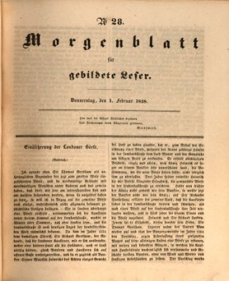 Morgenblatt für gebildete Leser (Morgenblatt für gebildete Stände) Donnerstag 1. Februar 1838
