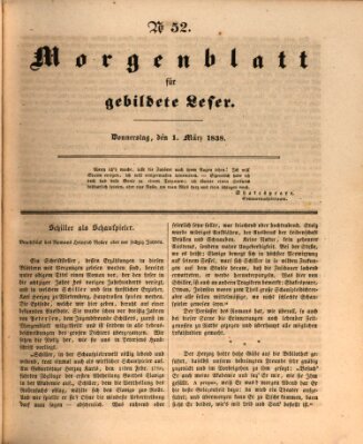 Morgenblatt für gebildete Leser (Morgenblatt für gebildete Stände) Donnerstag 1. März 1838