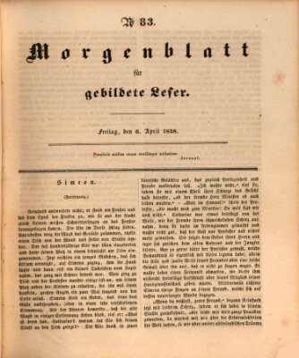 Morgenblatt für gebildete Leser (Morgenblatt für gebildete Stände) Freitag 6. April 1838