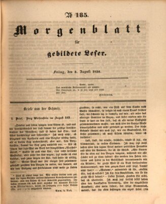 Morgenblatt für gebildete Leser (Morgenblatt für gebildete Stände) Freitag 3. August 1838