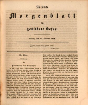 Morgenblatt für gebildete Leser (Morgenblatt für gebildete Stände) Freitag 12. Oktober 1838