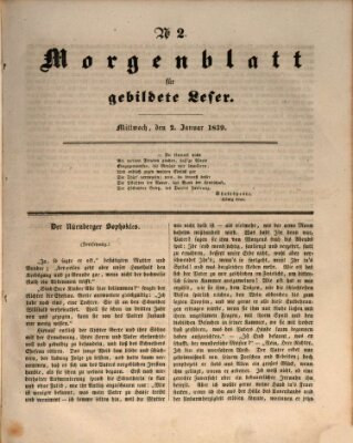 Morgenblatt für gebildete Leser (Morgenblatt für gebildete Stände) Mittwoch 2. Januar 1839