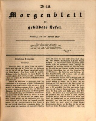 Morgenblatt für gebildete Leser (Morgenblatt für gebildete Stände) Dienstag 22. Januar 1839