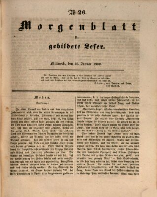 Morgenblatt für gebildete Leser (Morgenblatt für gebildete Stände) Mittwoch 30. Januar 1839