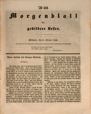 Morgenblatt für gebildete Leser (Morgenblatt für gebildete Stände) Mittwoch 6. Februar 1839
