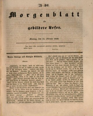 Morgenblatt für gebildete Leser (Morgenblatt für gebildete Stände) Montag 11. Februar 1839