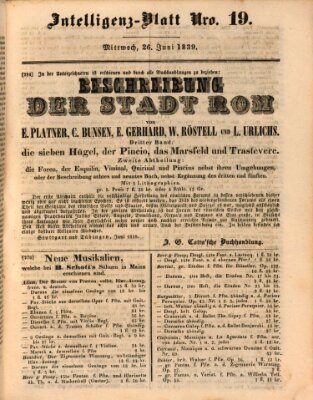 Morgenblatt für gebildete Leser (Morgenblatt für gebildete Stände) Mittwoch 26. Juni 1839
