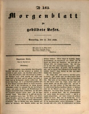 Morgenblatt für gebildete Leser (Morgenblatt für gebildete Stände) Donnerstag 11. Juli 1839