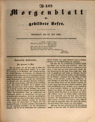 Morgenblatt für gebildete Leser (Morgenblatt für gebildete Stände) Samstag 13. Juli 1839