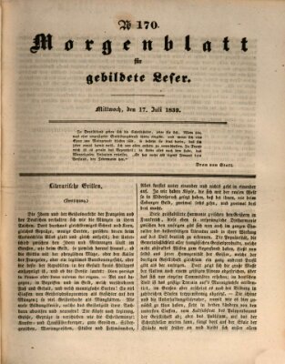 Morgenblatt für gebildete Leser (Morgenblatt für gebildete Stände) Mittwoch 17. Juli 1839