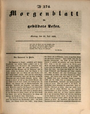 Morgenblatt für gebildete Leser (Morgenblatt für gebildete Stände) Montag 22. Juli 1839
