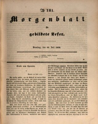 Morgenblatt für gebildete Leser (Morgenblatt für gebildete Stände) Dienstag 30. Juli 1839