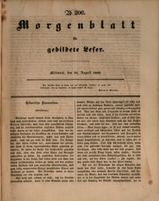 Morgenblatt für gebildete Leser (Morgenblatt für gebildete Stände) Mittwoch 28. August 1839