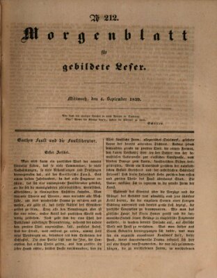 Morgenblatt für gebildete Leser (Morgenblatt für gebildete Stände) Mittwoch 4. September 1839