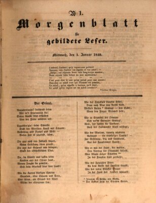 Morgenblatt für gebildete Leser (Morgenblatt für gebildete Stände) Mittwoch 1. Januar 1840